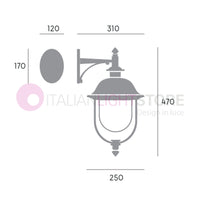RUSTICA Applique Tradizionale Per Esterno con Cappello in Rame