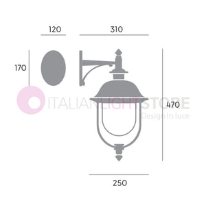 RUSTICA Applique Tradizionale Per Esterno con Cappello in Rame