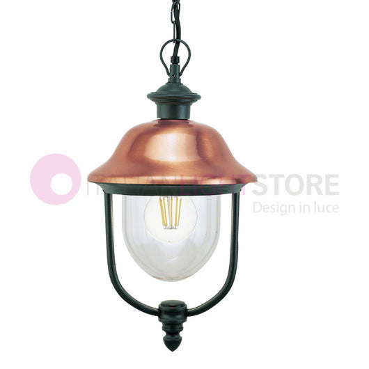 RUSTICA Sospensione Per Esterno con Cappello in Rame