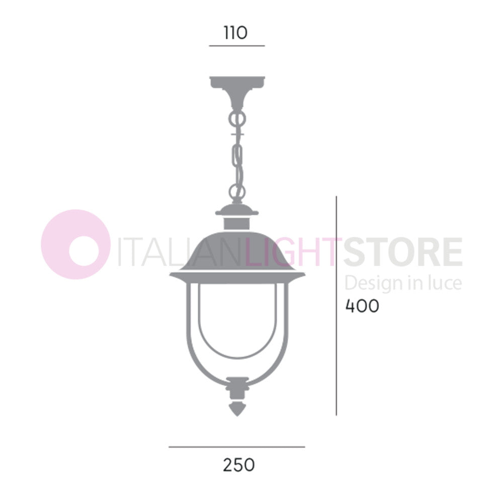 RUSTICA Sospensione Per Esterno con Cappello in Rame