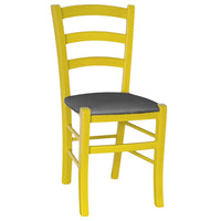 Sedia legno venezia gialla con seduta similpelle grigio antracite