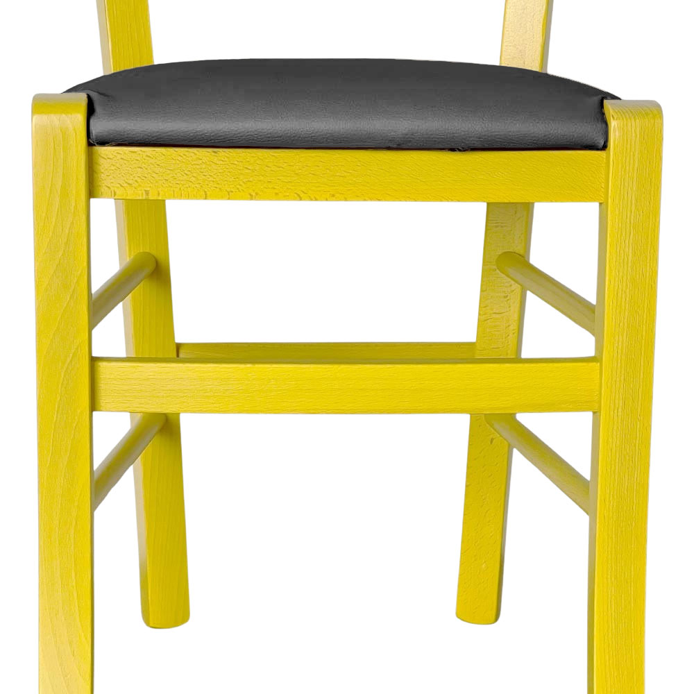 Sedia legno venezia gialla con seduta similpelle grigio antracite