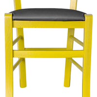 Sedia legno venezia gialla con seduta similpelle grigio antracite