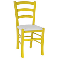 Sedia legno venezia gialla con seduta similpelle grigio chiaro