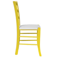 Sedia legno venezia gialla con seduta similpelle grigio chiaro