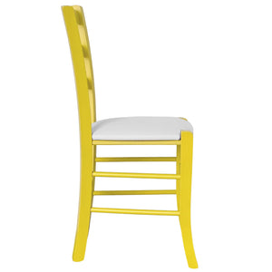 Sedia legno venezia gialla con seduta similpelle grigio chiaro