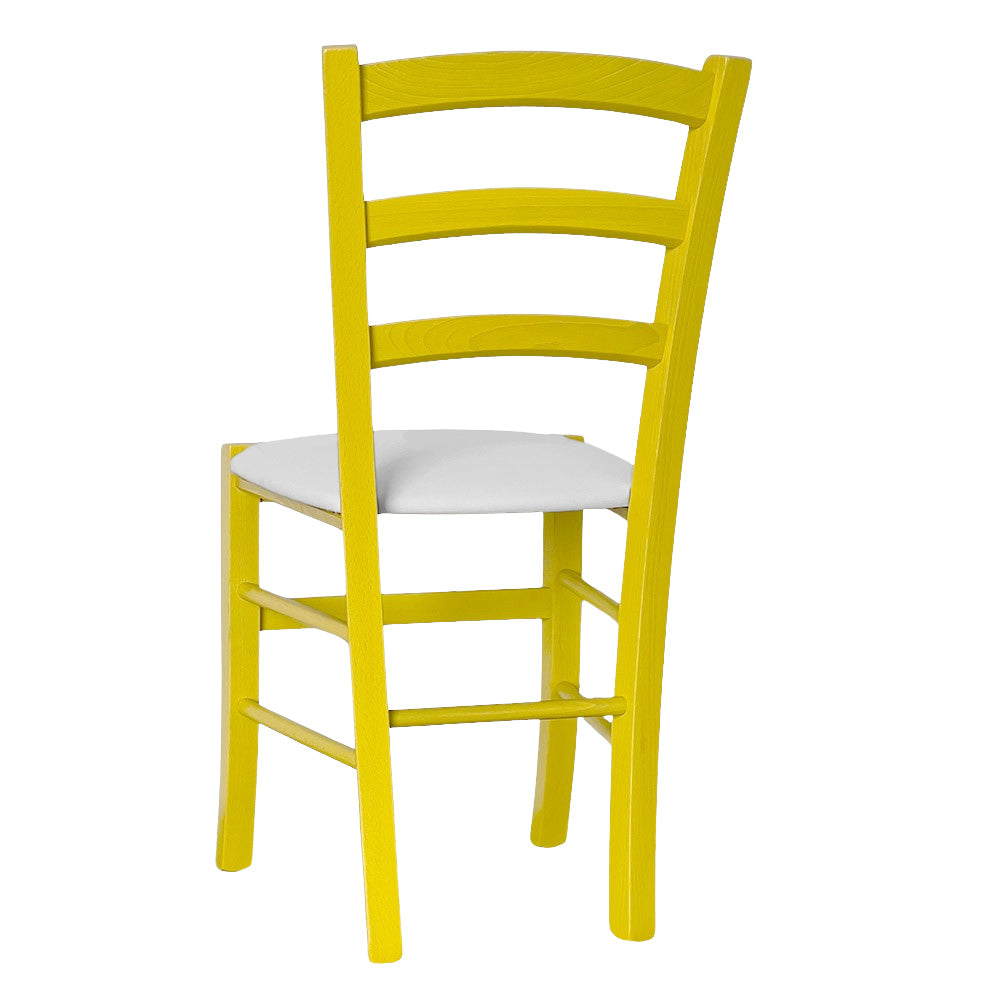 Sedia legno venezia gialla con seduta similpelle grigio chiaro