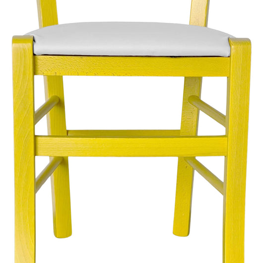 Sedia legno venezia gialla con seduta similpelle grigio chiaro