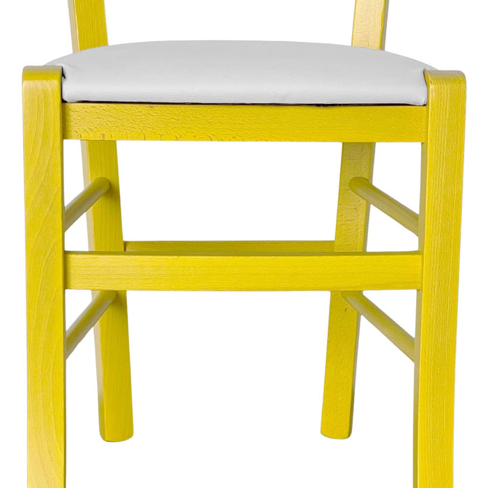 Sedia legno venezia gialla con seduta similpelle grigio chiaro