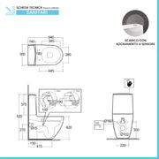 WC monoblocco filomuro in ceramica con sedile e cassetta con sensore Rak Des