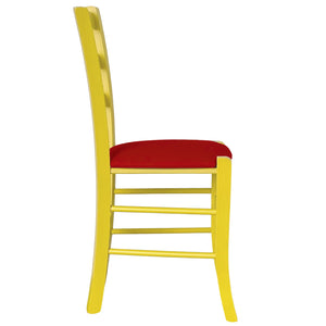 Sedia legno venezia gialla con seduta similpelle rosso