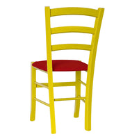 Sedia legno venezia gialla con seduta similpelle rosso