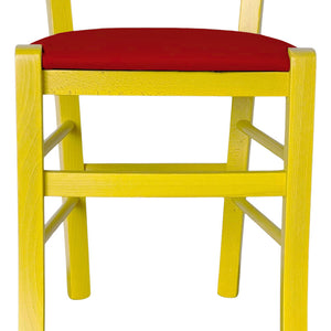 Sedia legno venezia gialla con seduta similpelle rosso