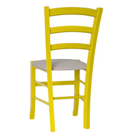 Sedia legno venezia gialla con seduta similpelle grigio tortora