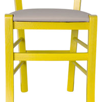 Sedia legno venezia gialla con seduta similpelle grigio tortora