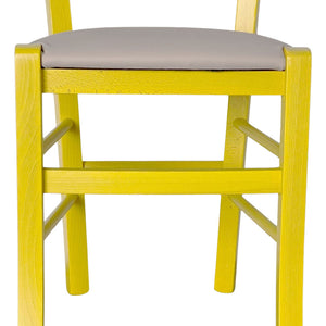 Sedia legno venezia gialla con seduta similpelle grigio tortora