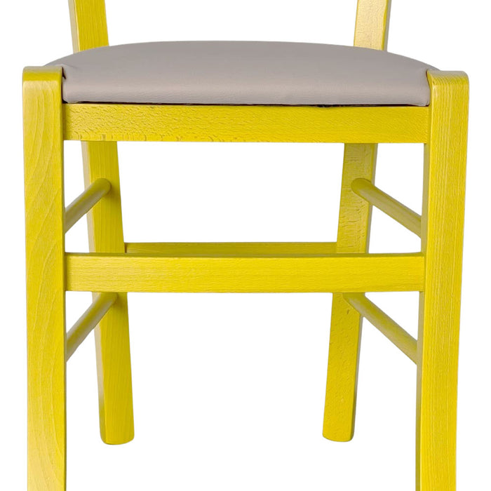 Sedia legno venezia gialla con seduta similpelle grigio tortora