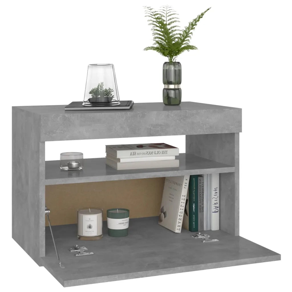 Comodino e Luci LED 2 pz Grigio Cemento 60x35x40 cm Truciolato cod mxl 47697