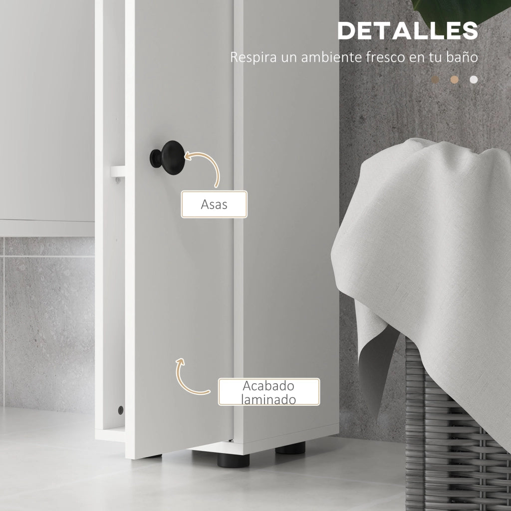 Mobiletto da Bagno con Cassetto, Ripiani e Armadietti ¨C zephmum ¨C Bianco 20x20x180 cm