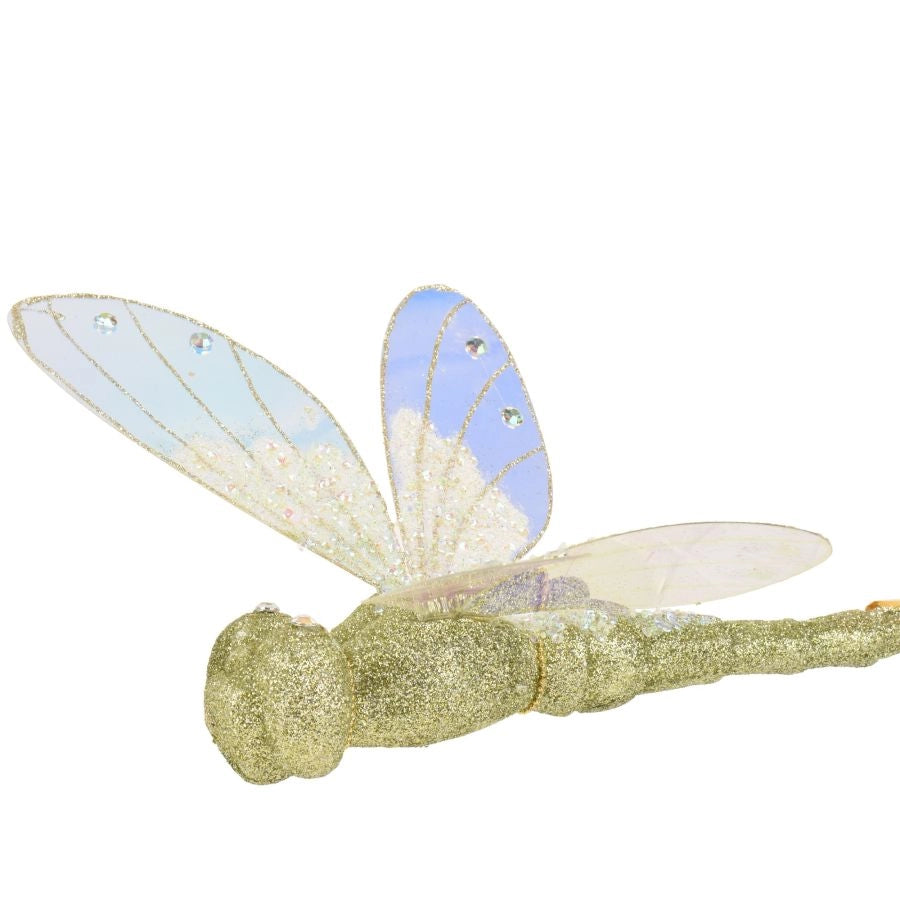 LIBELLULA GLITTER ORO GLITTER CLIP 8X38X42 CM