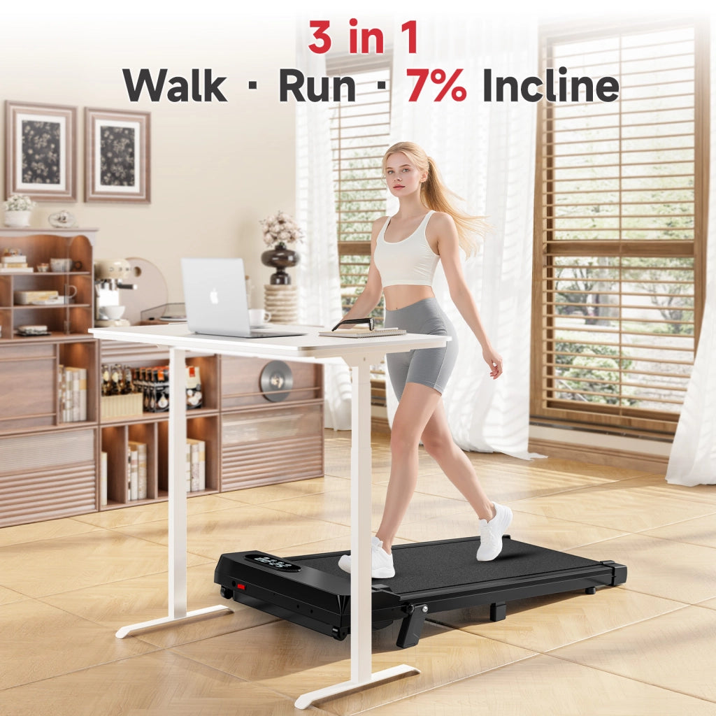 Tapis roulant 2 in 1, Tapis roulant portatile  con telecomando, 8 km/h, capacità di carico 120 kg, super silenzioso, display LED, 2,5 HP
