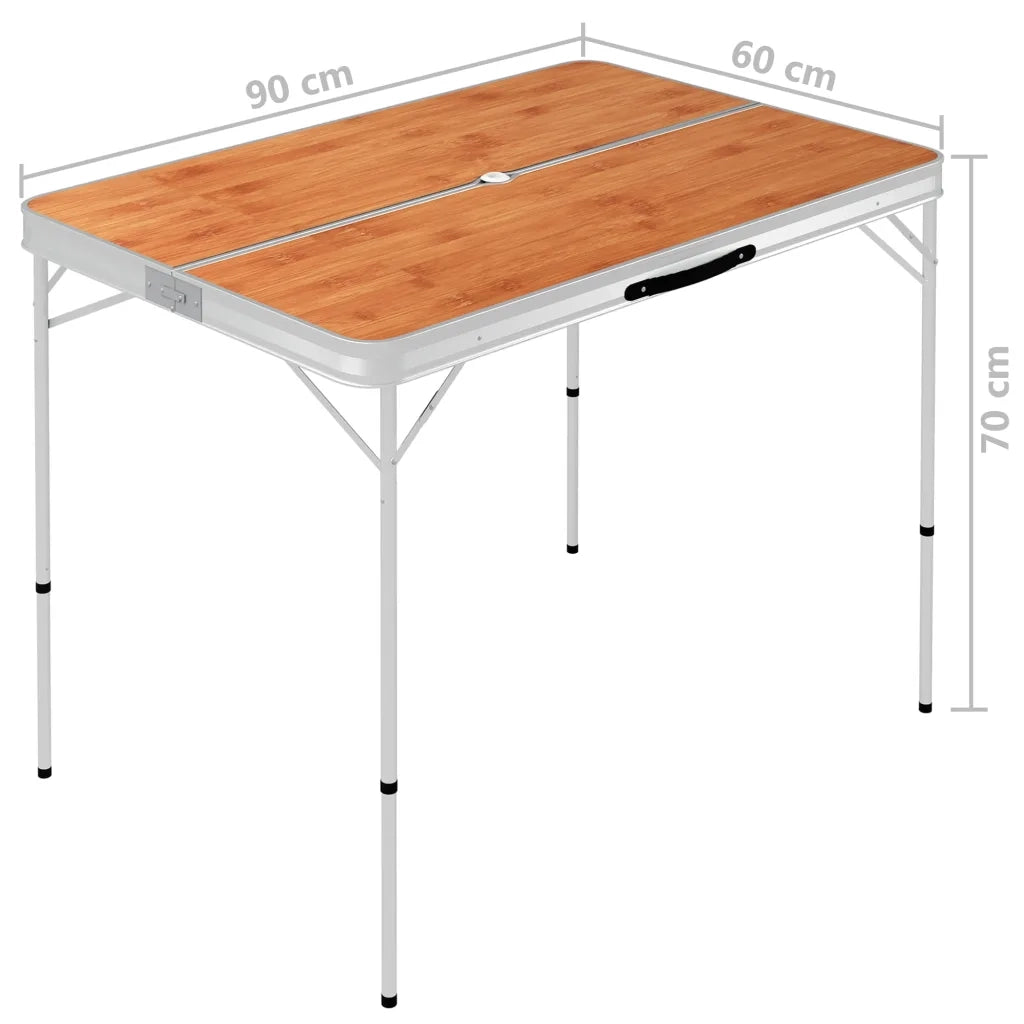 Tavolo da Campeggio Pieghevole e 2 Panche in Alluminio Marrone CFW9480702