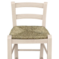 Sgabello snack legno grezzo con schienale da verniciare in paglia h 67
