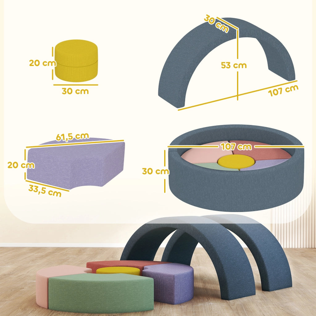 Set blocchi di gomma piuma per bambini ¨C zephmum ¨C 7 pezzi, lavabile, colori assortiti