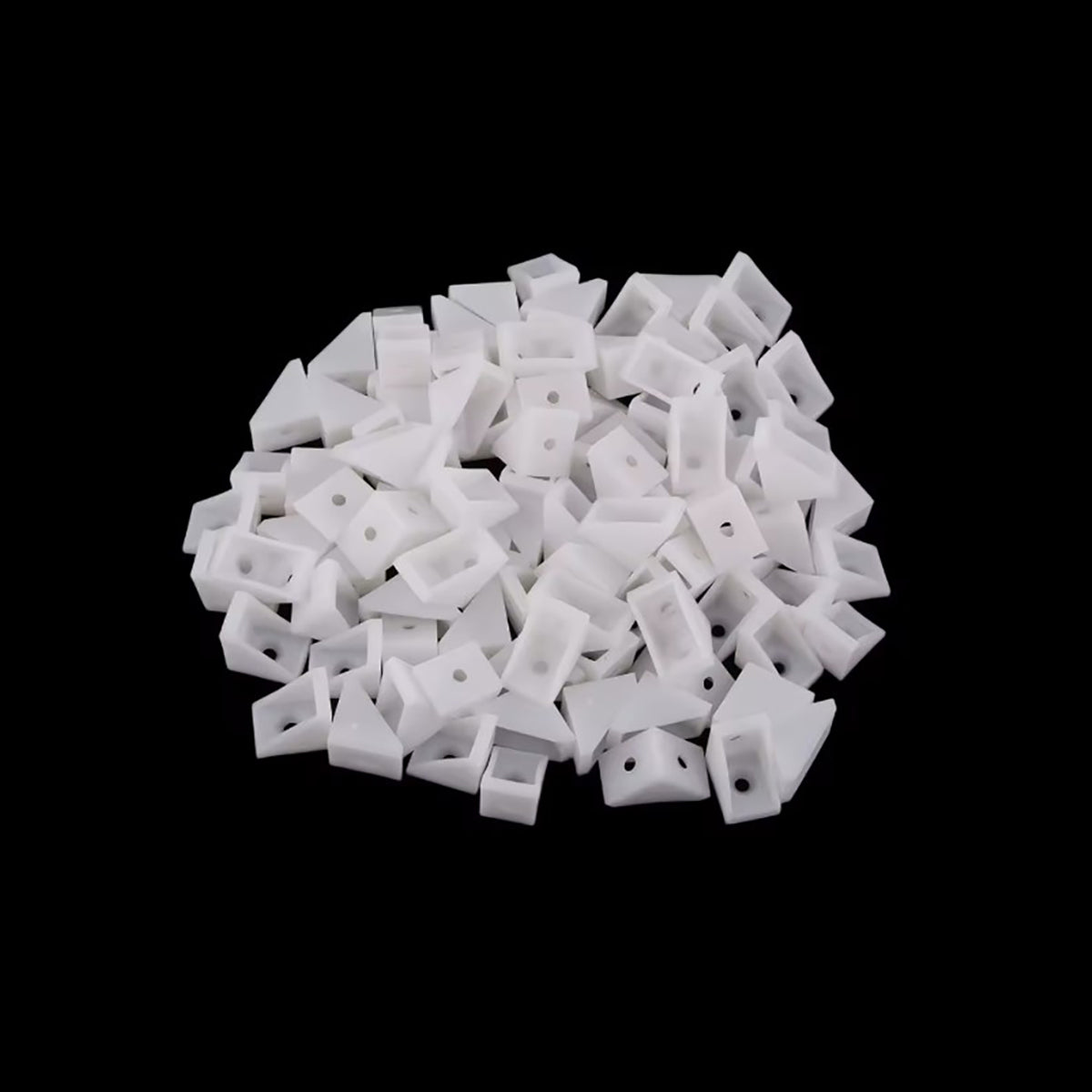 Staffa ad L in Plastica – Doppio Foro, Bianco