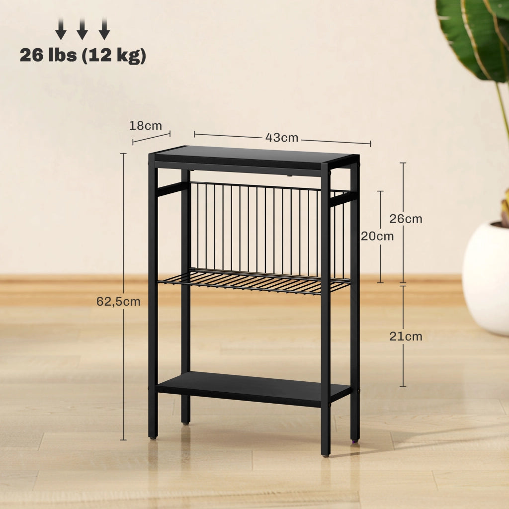 Tavolino da salotto a 3 livelli ¨C zephmum ¨C Nero, metallo, 43x18x62,5cm