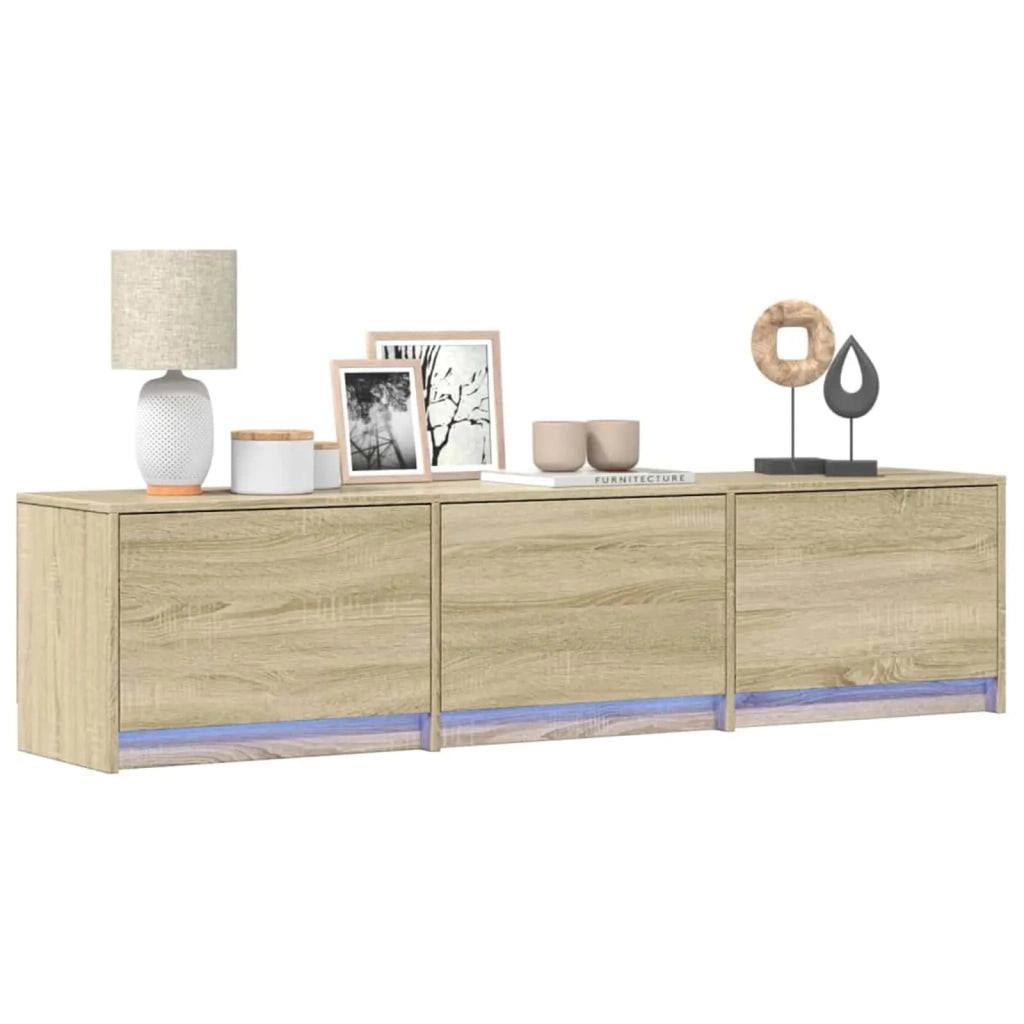 Mobile TV con LED-Credenza per TV Sonoma 165 x 34 x 40 cm Legno multistrato