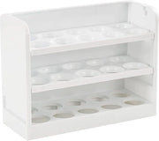 Contenitore per uova 3 strati con sospensione a molla per frigorifero - 30 uova Grande capacità - Organizzatore per uova frigorifero contenitore di stoccaggio - Contenitore per uova per frigorifero della cucina (bianco)