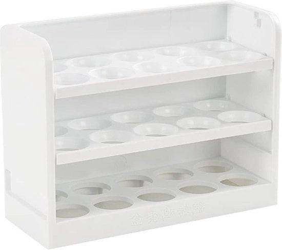 Contenitore per uova 3 strati con sospensione a molla per frigorifero - 30 uova Grande capacità - Organizzatore per uova frigorifero contenitore di stoccaggio - Contenitore per uova per frigorifero della cucina (bianco)