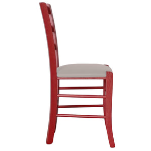 Sedia legno venezia rossa con seduta similpelle grigio tortora