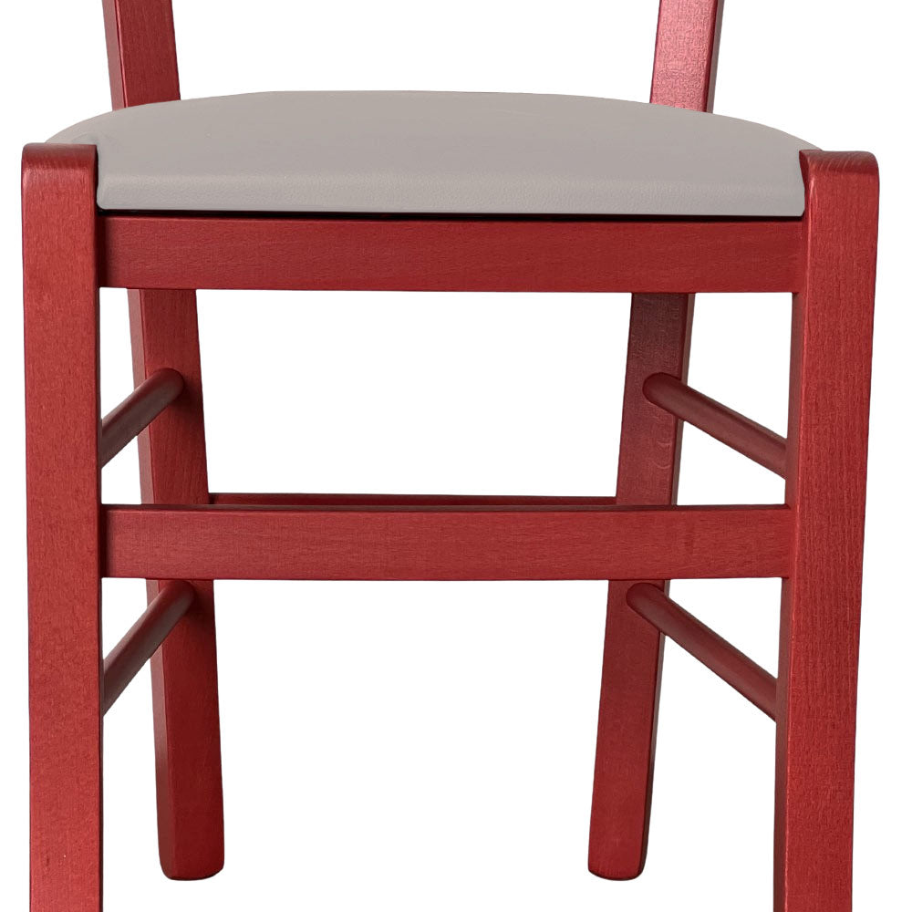 Sedia legno venezia rossa con seduta similpelle grigio tortora
