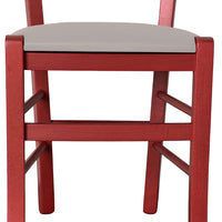 Sedia legno venezia rossa con seduta similpelle grigio tortora