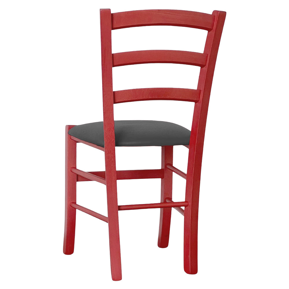 Sedia legno venezia rossa con seduta similpelle grigio antracite