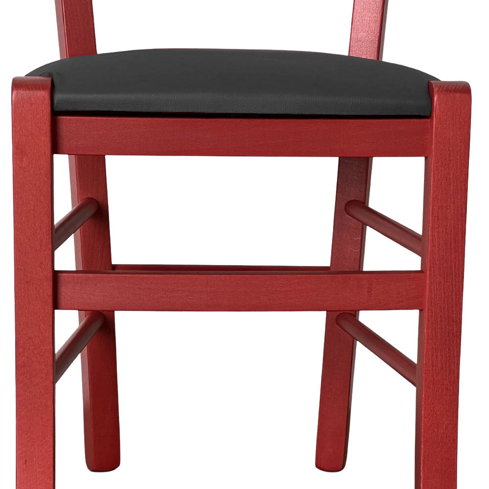 Sedia legno venezia rossa con seduta similpelle grigio antracite