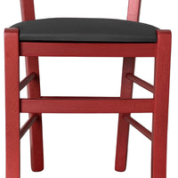Sedia legno venezia rossa con seduta similpelle grigio antracite