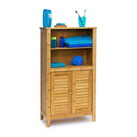 Armadio scaffale piccolo mobile tavolo 2 ante bambù bagno soggiorno multifunzione 92 cm 3213056