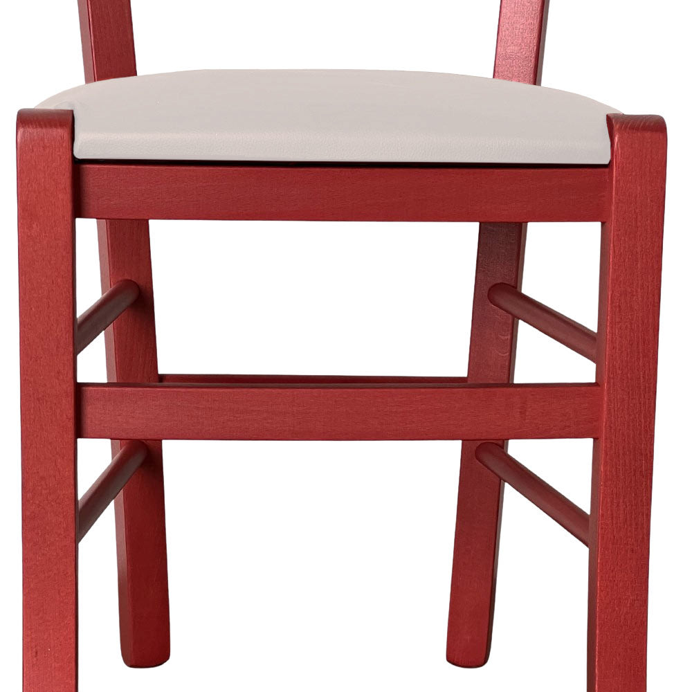 Sedia legno venezia rossa con seduta similpelle beige