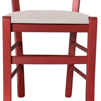 Sedia legno venezia rossa con seduta similpelle beige