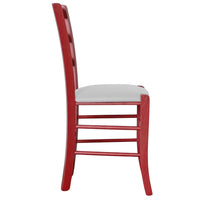 Sedia legno venezia rossa con seduta similpelle grigio chiaro