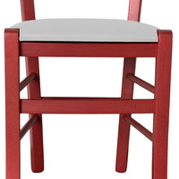 Sedia legno venezia rossa con seduta similpelle grigio chiaro