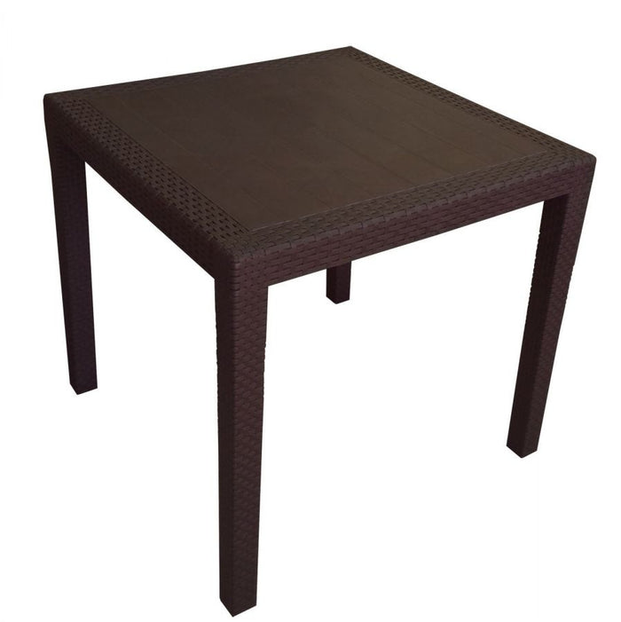TAVOLO IN PLASTICA QUADRATO PLP  KING MARRONE INTRECCIATO