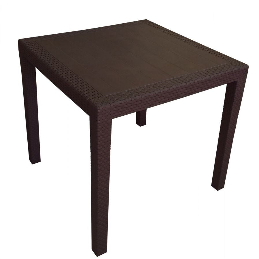 TAVOLO IN PLASTICA QUADRATO PLP  KING MARRONE INTRECCIATO