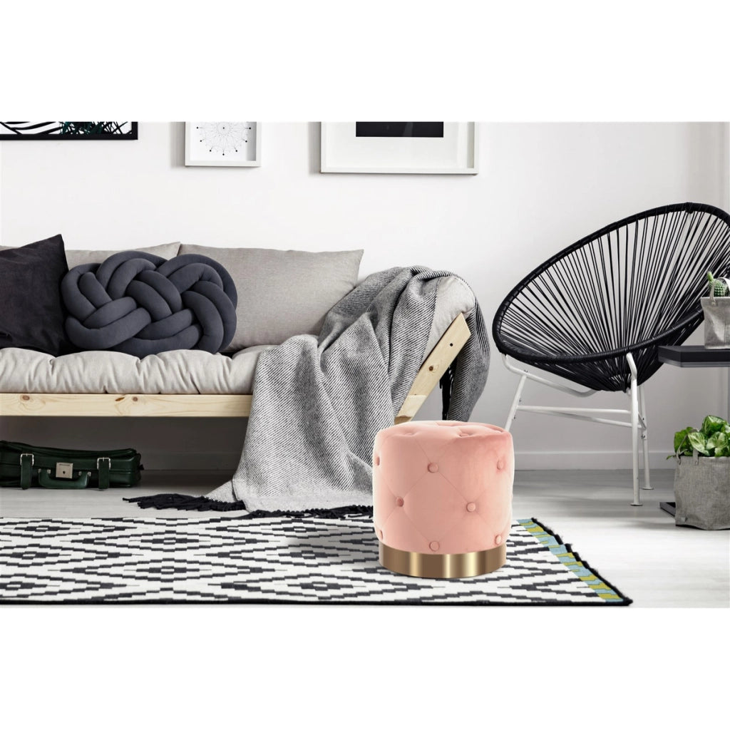 Pouf capitonne' Piano in velluto rosa antico