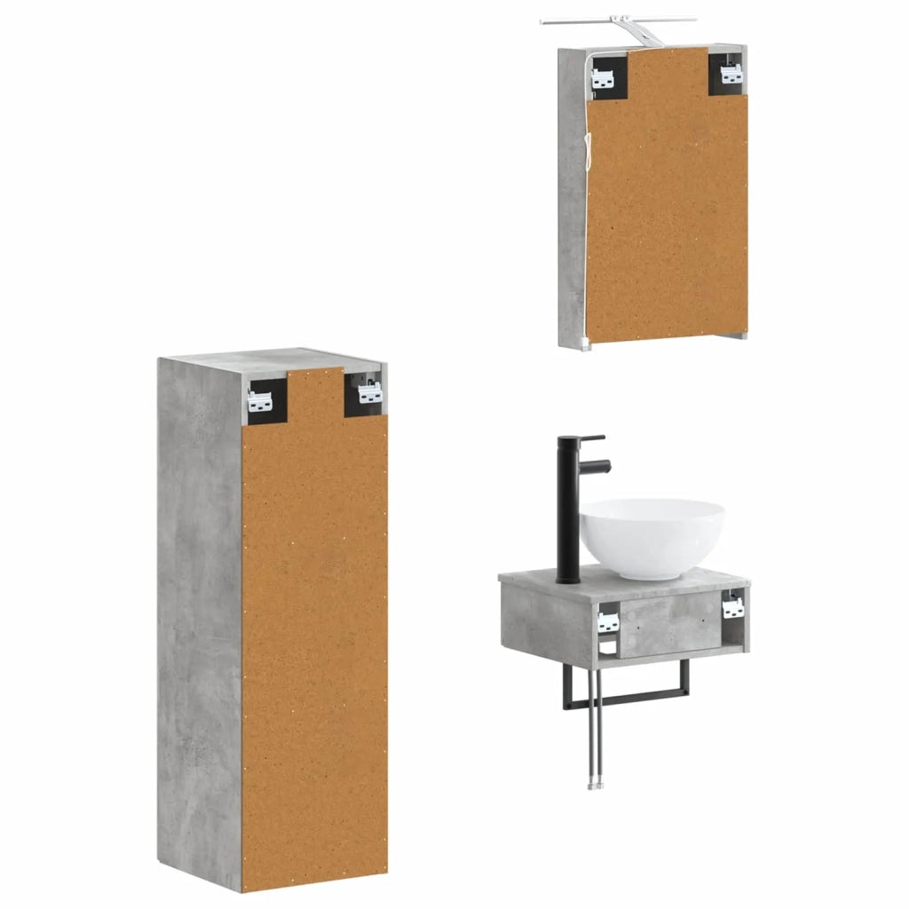 Set di Armadi da Bagno 4 pcs Grigio Cemento 40 x 10,5 x 60,5 cm 3407362