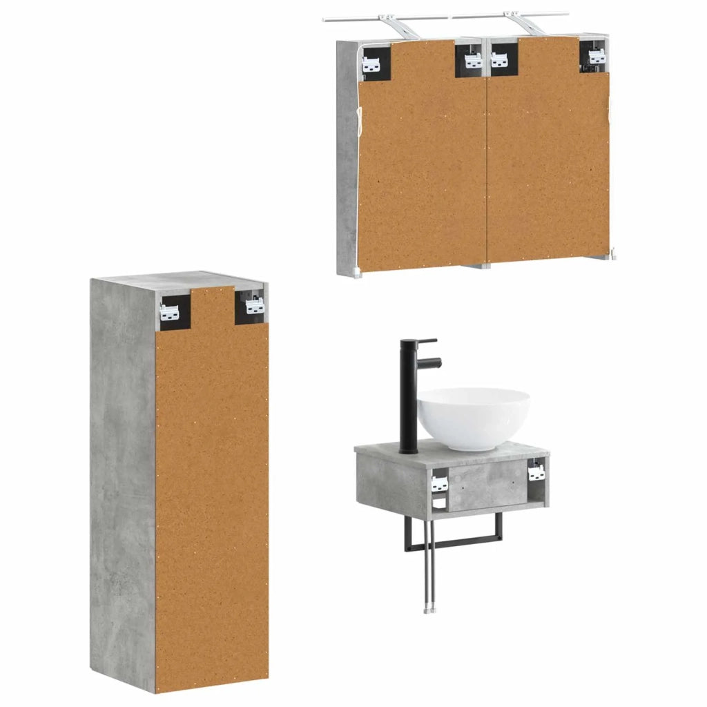 Set di Armadi da Bagno 4 pz Grigio Cemento Legno ingegnerizzato 3407362