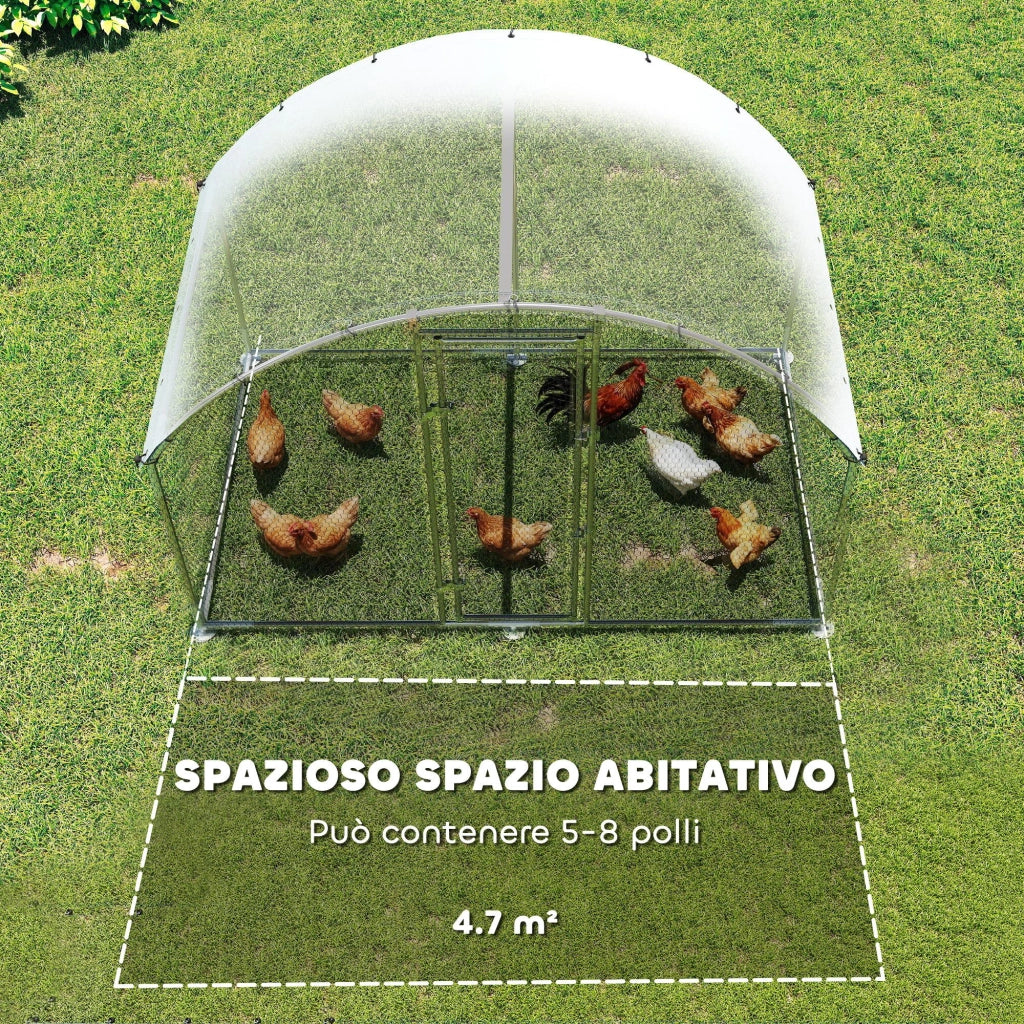 Pollaio per Galline da Esterno ¨C zephmum ¨C Acciaio Zincato Argento 280x170x190 cm